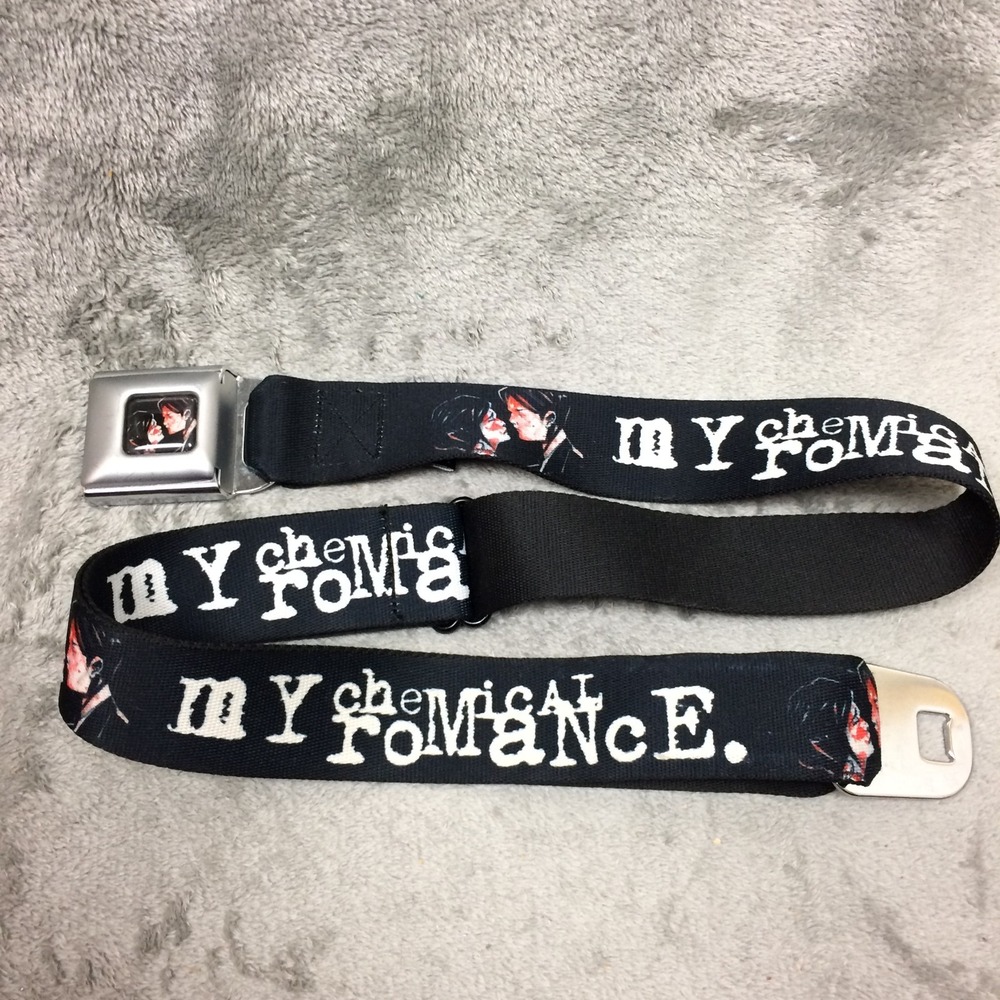 My Chemical Romance Belt Buckle-Down Seatbelt Buckle Web Black Red Adjustable